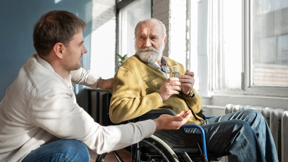 elderly person receiving care