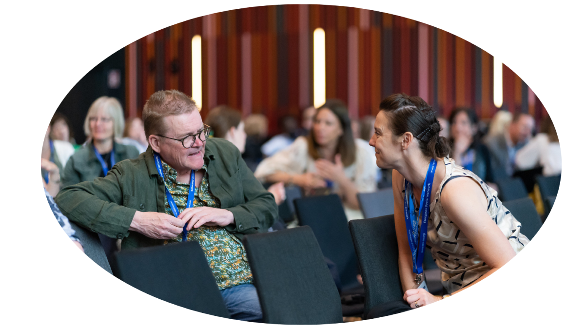 two people talking at the European Social Services Conference 2022