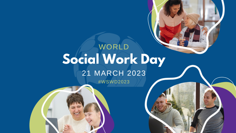 collage of social workers in action for world social work day