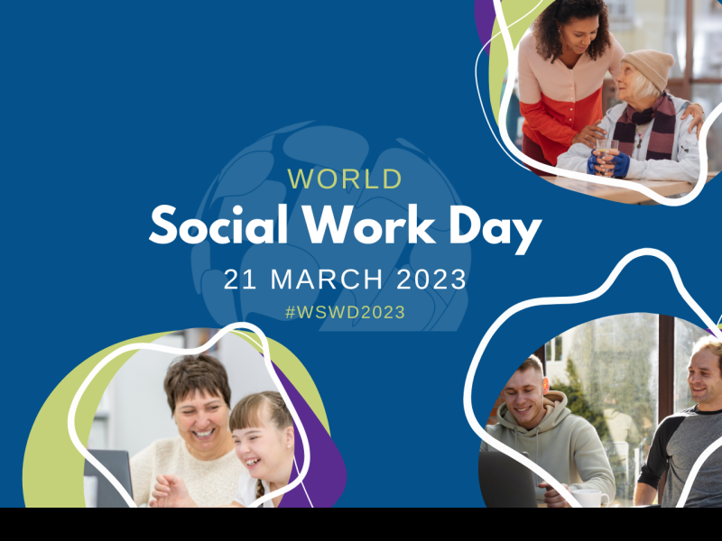 collage of social workers in action for world social work day