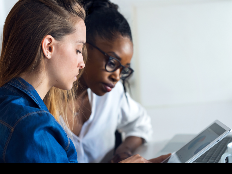 two people discussing over a computer